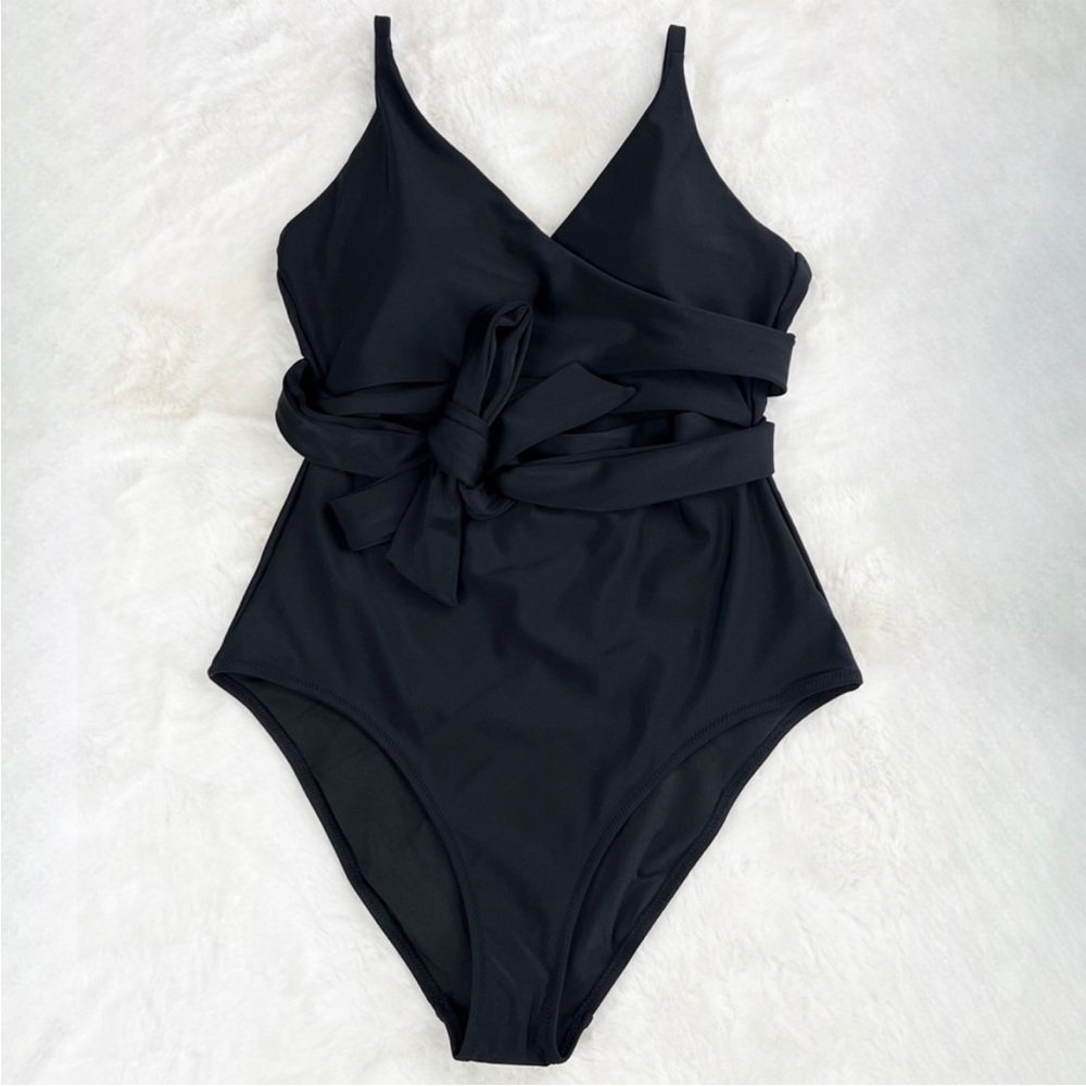 Aerie Black Wrap One Piece Swimsuit